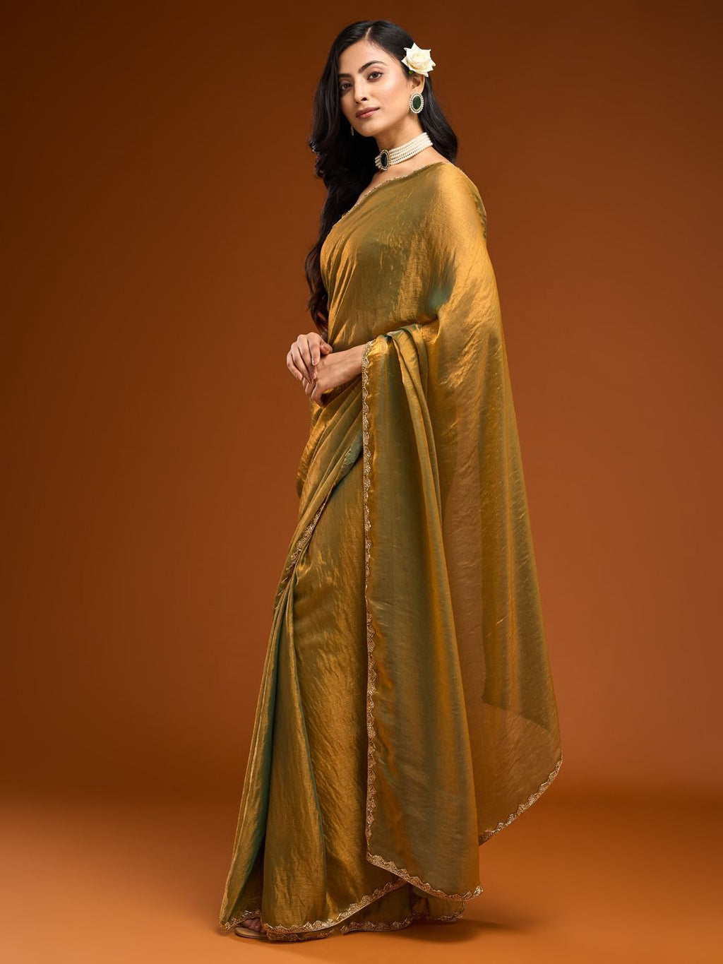 kasee Solid Beads and Stones Saree | Grocsy