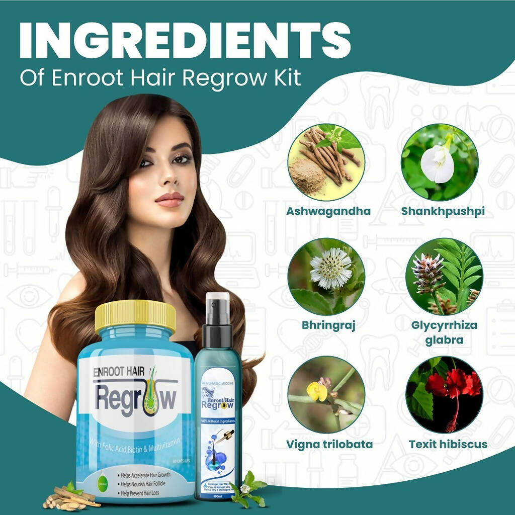 Divya Shree Enroot Hair Regrow Capsule & Oil Nourish & Cleanse Hair Kit | Grocsy