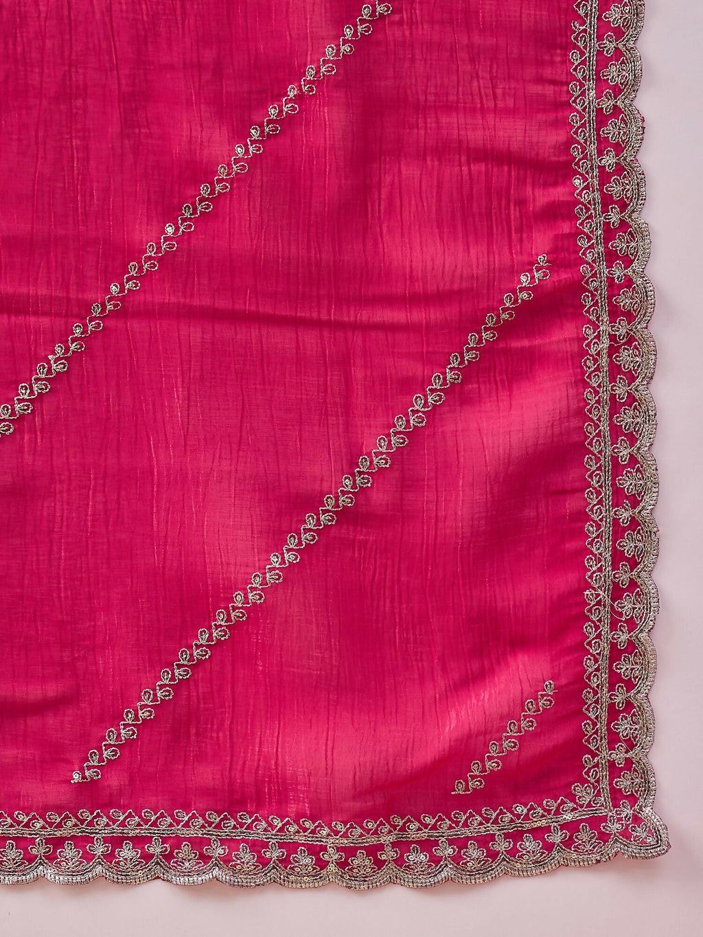 Pink Muslin Embroidered Saree with Unstitched Blouse Piece - Satya | Grocsy