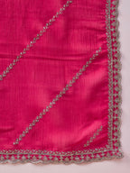 Pink Muslin Embroidered Saree with Unstitched Blouse Piece - Satya | Grocsy