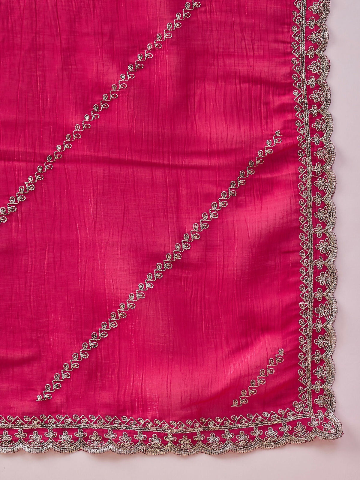 Pink Muslin Embroidered Saree with Unstitched Blouse Piece - Satya | Grocsy