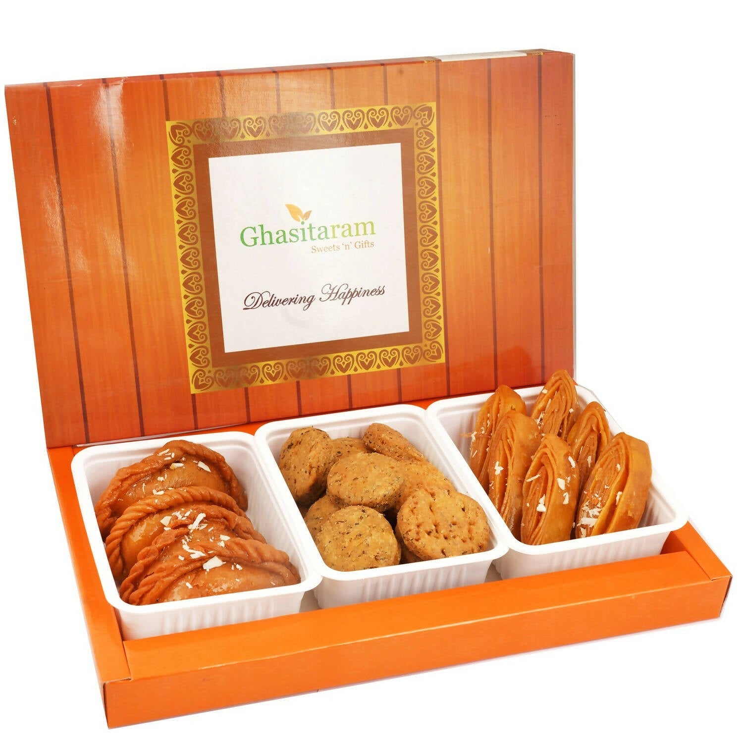 Ghasitaram Assorted Box of Gujiyas, khaja and Methi Mathi | Grocsy