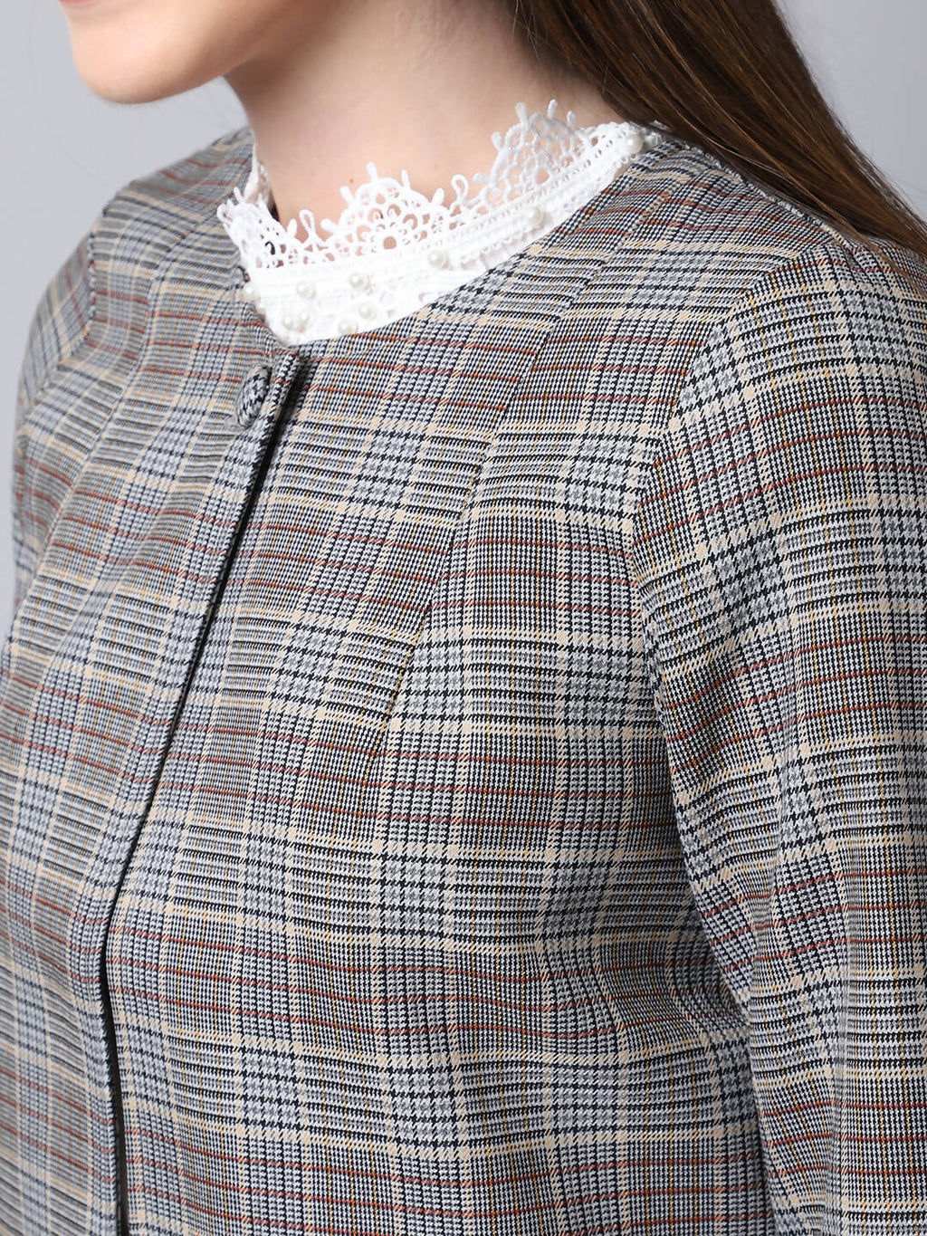 Even Apparels Brown Polywool Open Front Statement Women's Jacket | Grocsy