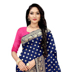 Vamika Navy Blue Weaving Banarasi Jacquard Saree | Grocsy