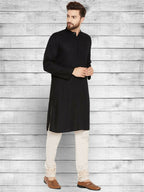 Even Apparels Pure Cotton Black Kurta - Black | Grocsy