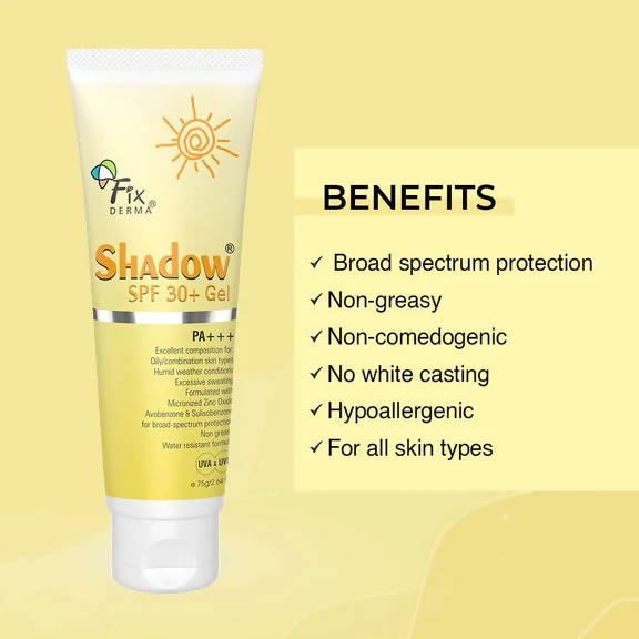 Fixderma Shadow SPF 30+ Sunscreen Gel | Grocsy