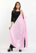Mominos Fashion Moeza Women's Linen Cotton Silver Border Baby Pink Dupatta | Grocsy