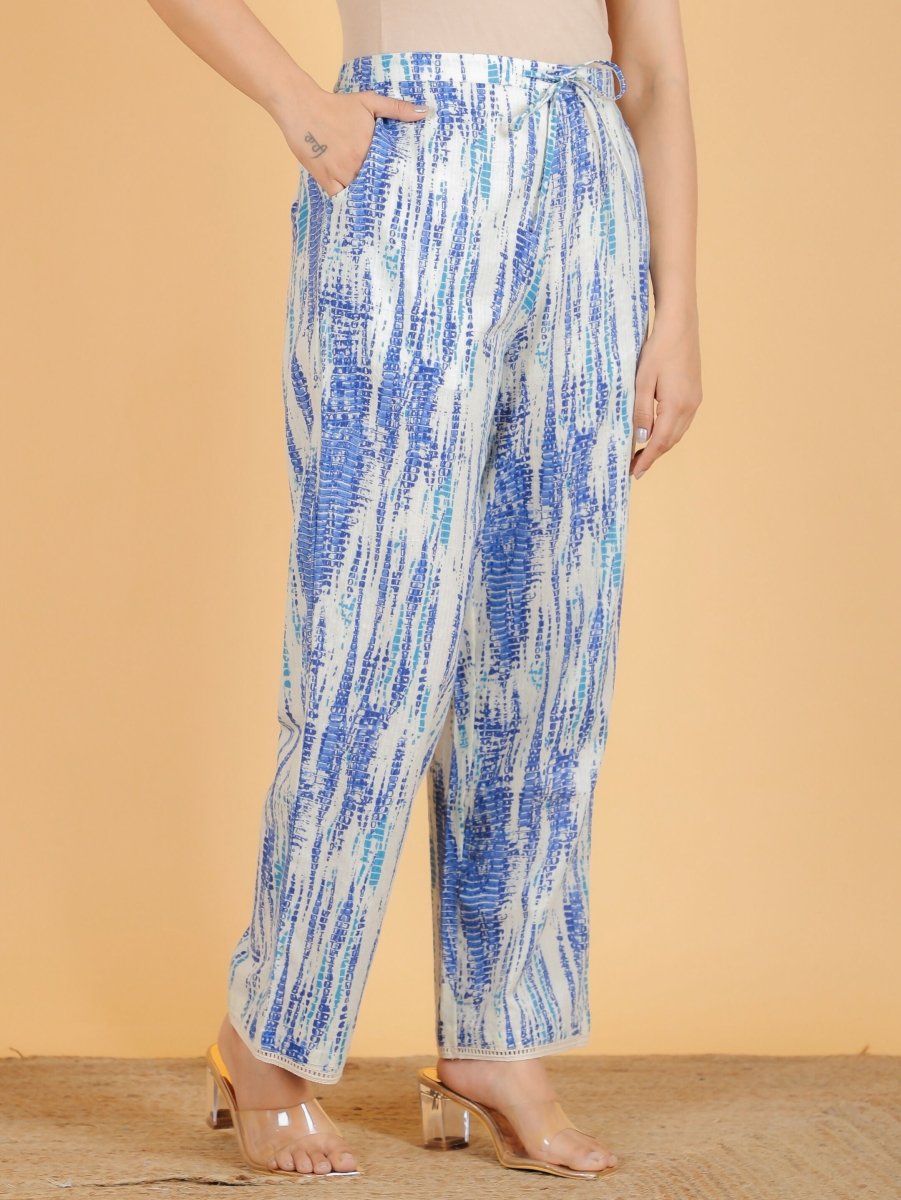 Aramya Straight Kantha Cotton Tie-Dye Print Women's Kurta Set - Off White | Grocsy