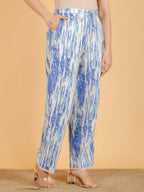 Aramya Straight Kantha Cotton Tie-Dye Print Women's Kurta Set - Off White | Grocsy