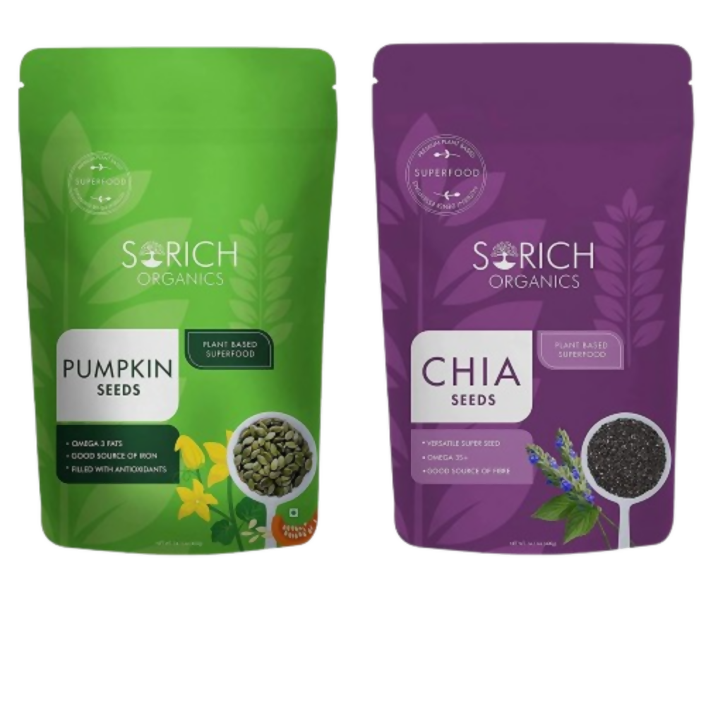 Sorich Organics Combo Pack of Pumpkin Seeds & Chia Seeds | Grocsy