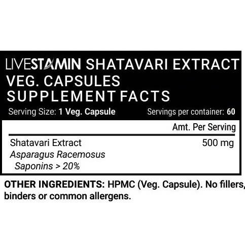 Livestamin Shatavari Extract Capsules | Grocsy