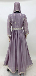 Lorenvalley Fashion Lavender Chinon Embroidery With Sequince Work Gown Stitched | Grocsy