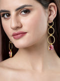 NVR Women's Gold-Polished Mother of Pearl Handcrafted Drop Earrings