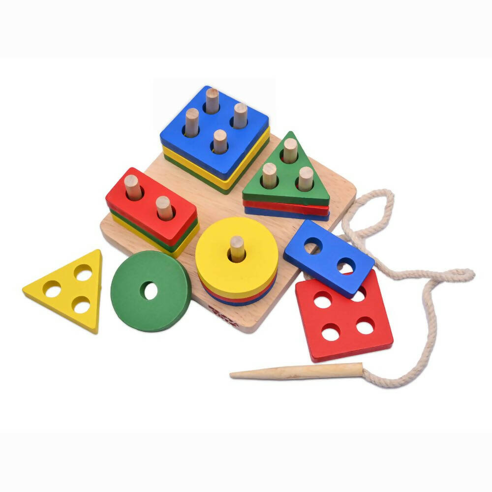 Nesta Toys Shape Sorter | Stacker | Lacing Toy - Multicolor | Grocsy