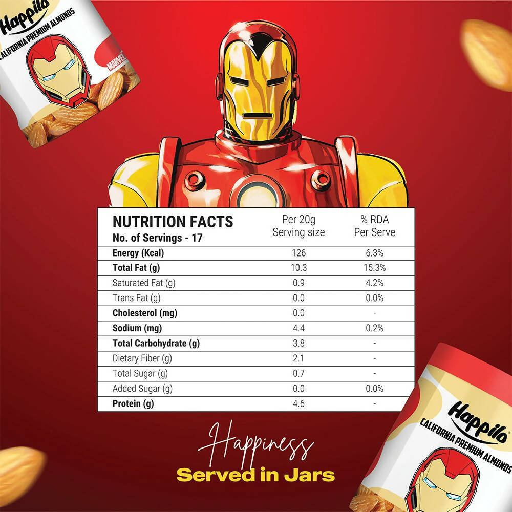 Happilo California Natural Almonds-Marvel Iron Man Edition | Grocsy