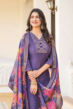Festive Wear Ethnic Purple vetigun Stitched Suit With Dupatta - Nisha | Grocsy
