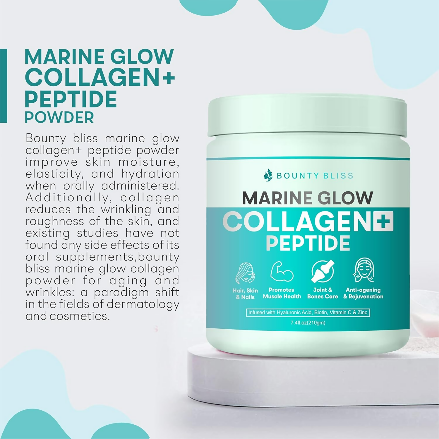 Bounty Bliss Marine Glow Collagen+ Peptides Powder for Women & Men | Grocsy