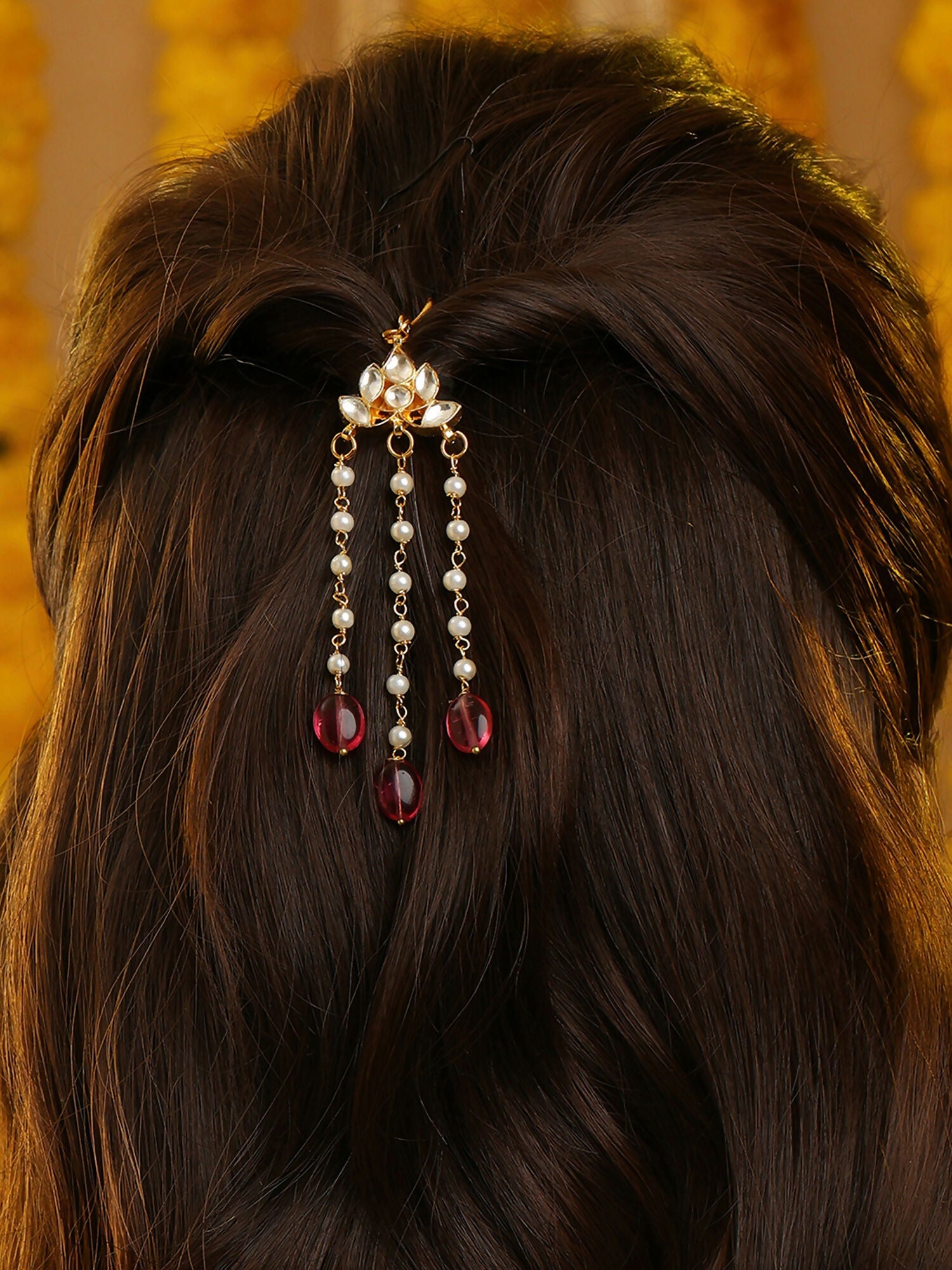 Ruby Raang Floral Pearl Hair Jewelry | Grocsy