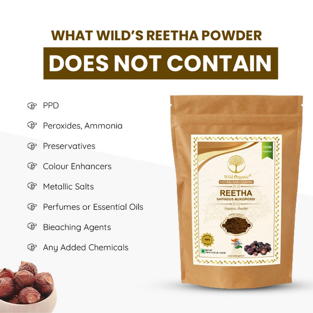 Wild Organic Reetha Powder Natural Hair Cleanser | Grocsy