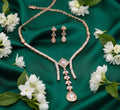 Jewel City Exquisite Rose Gold Plated American Diamond Necklace Set | Grocsy