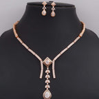 Jewel City Exquisite Rose Gold Plated American Diamond Necklace Set | Grocsy