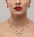Jewel City Exquisite Rose Gold Plated American Diamond Necklace Set | Grocsy