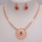 Jewel City Exquisite Rose Gold Plated American Diamond Necklace Set | Grocsy