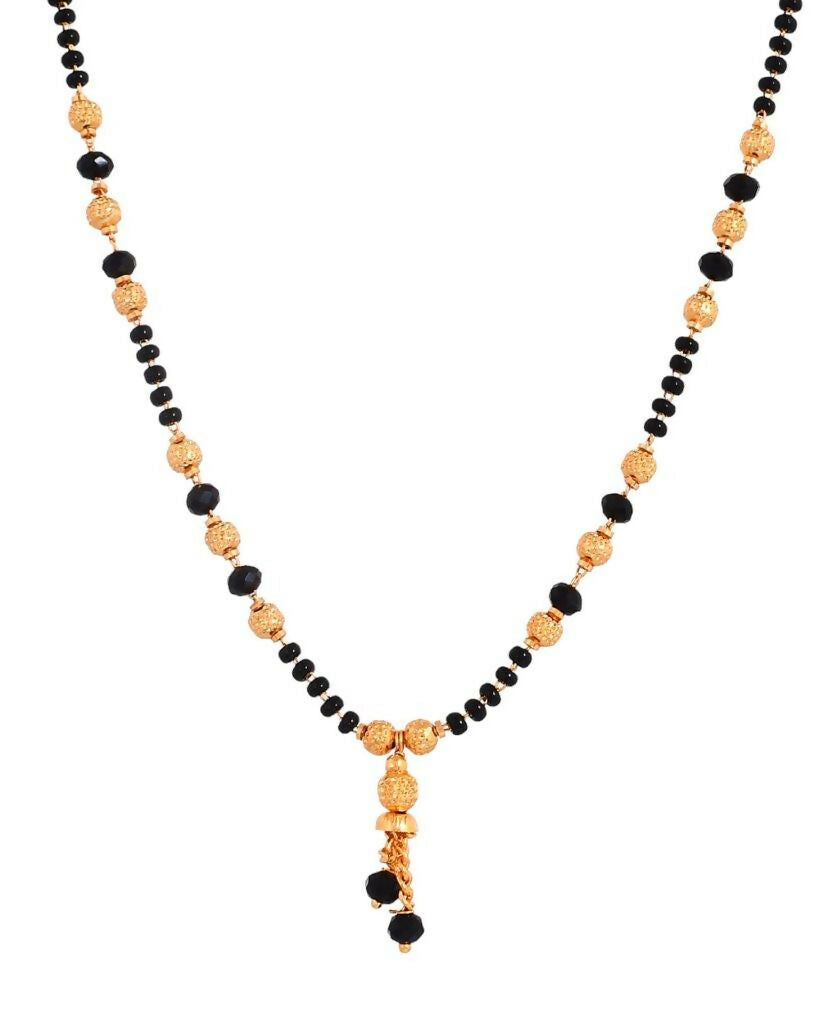 VOJ Gold-Polished Round Design Beaded Chain Mangalsutra | Grocsy