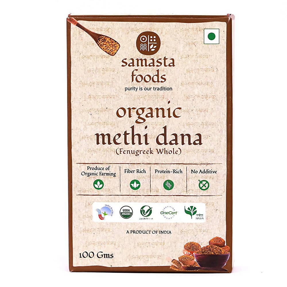 Samasta Foods Organic Methi Dana (Fenugreek Whole) | Grocsy