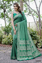 Partywear Designer Green Banarasi Silk Fancy Saree - Starwalk | Grocsy