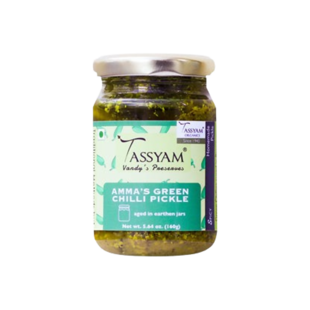 Tassyam Organics Green Chilli Pickle | Grocsy