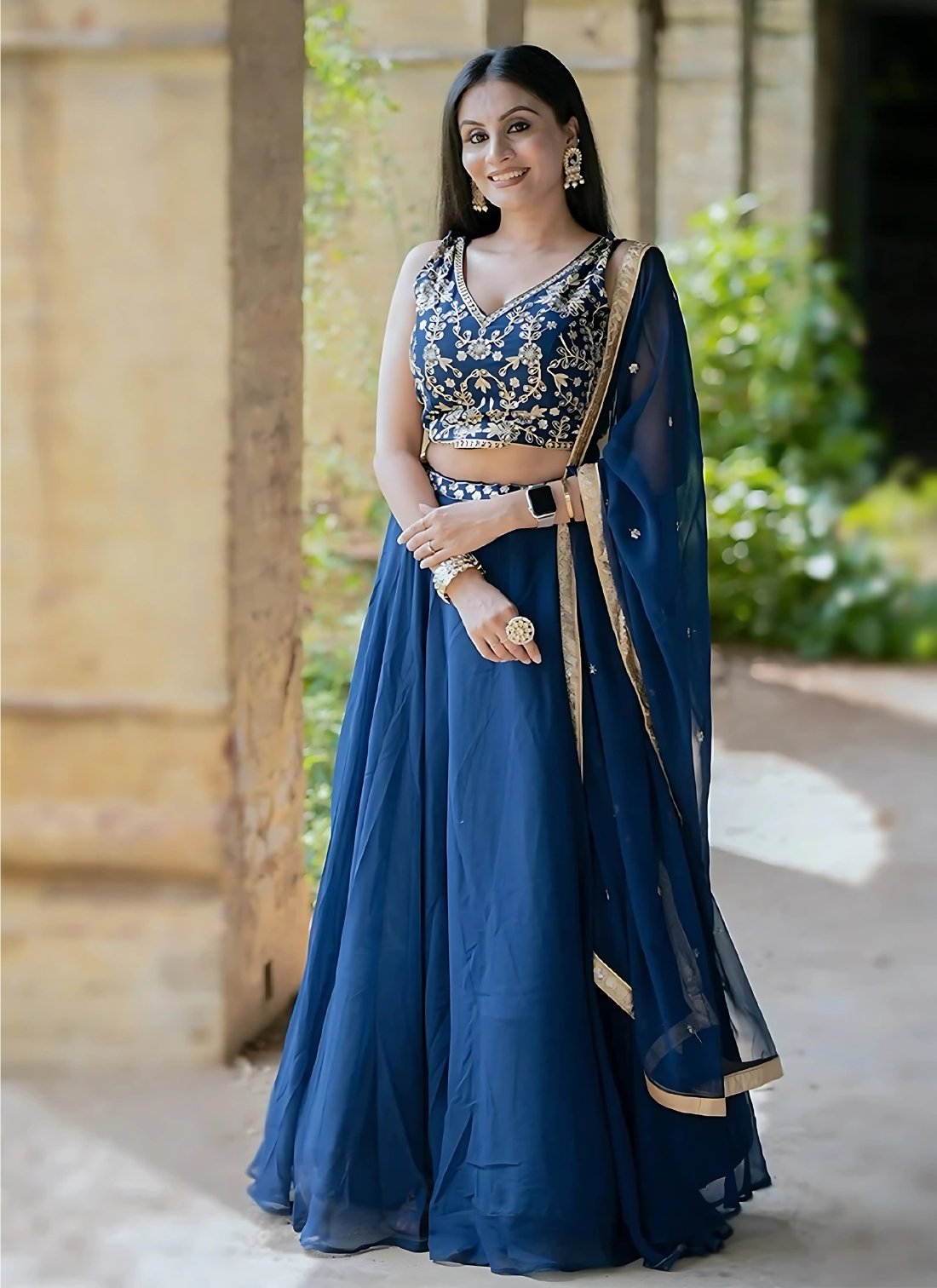 Lehenga Mart Designer Wedding Lehenga Choli For Women - Blue | Grocsy