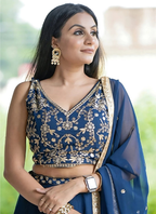 Lehenga Mart Designer Wedding Lehenga Choli For Women - Blue | Grocsy