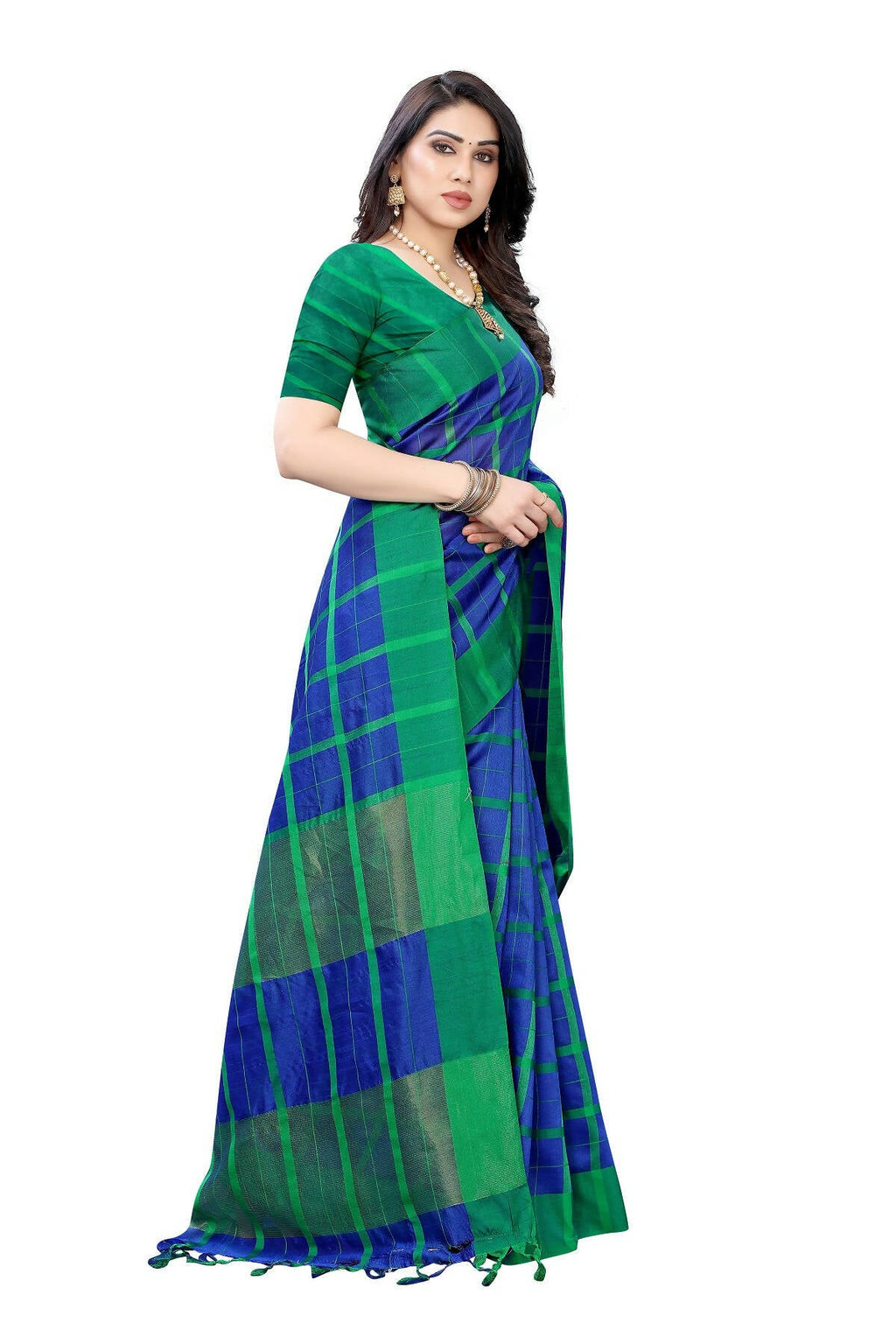 Vamika Navy Cotton Silk Weaving Saree (SATURN NAVY) | Grocsy