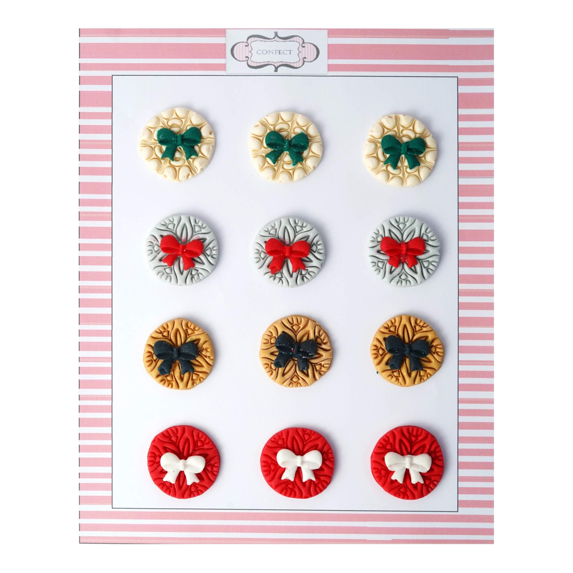 Confect Bow Medallions | Edible Christmas Topper | Grocsy