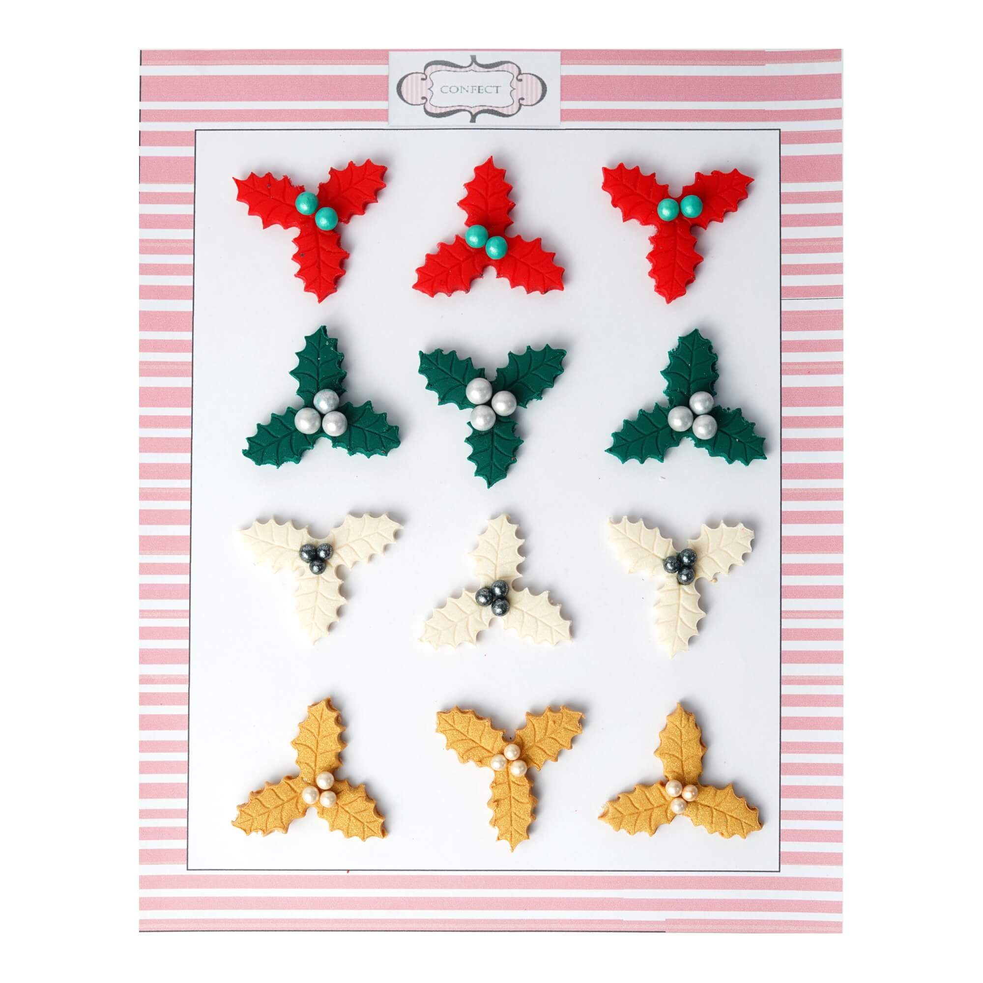 Confect Assorted Holly | Edible Christmas Topper | Grocsy