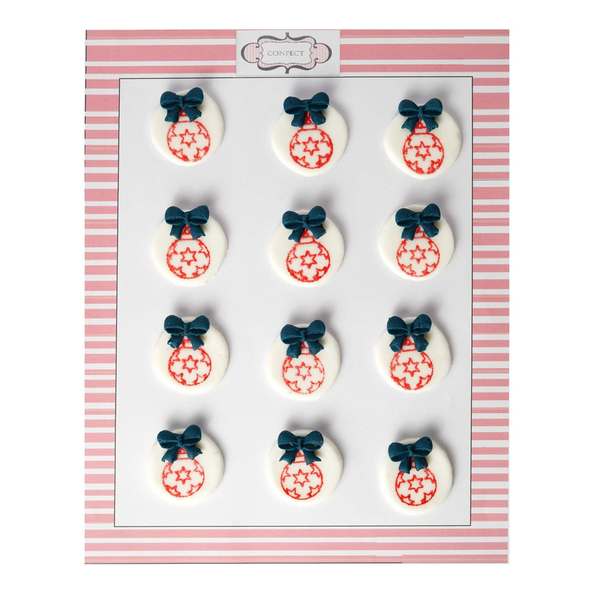 Confect Christmas Bauble Red & Navy | Edible Christmas Topper | Grocsy