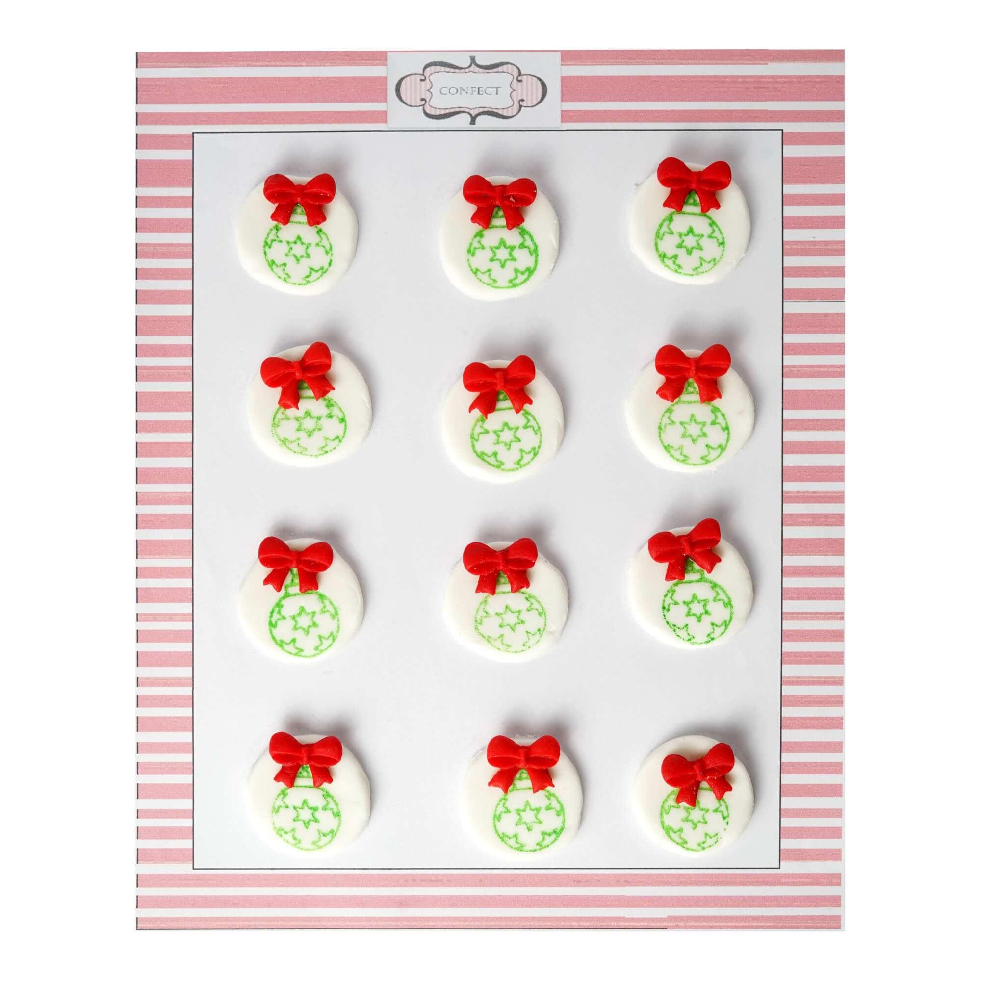 Confect Christmas Bauble Green & Red | Edible Christmas Topper | Grocsy