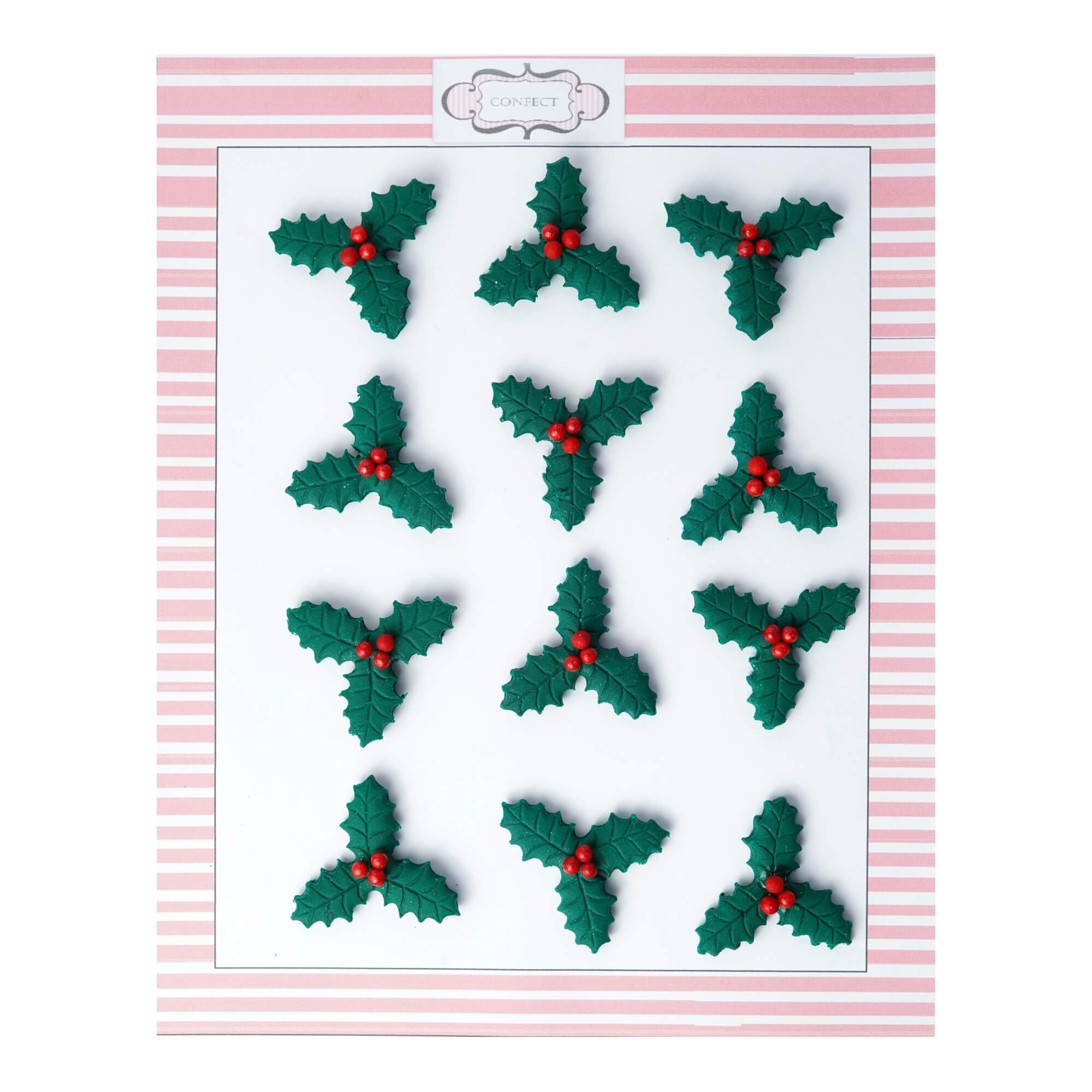 Confect Green Holly | Edible Christmas Topper | Grocsy