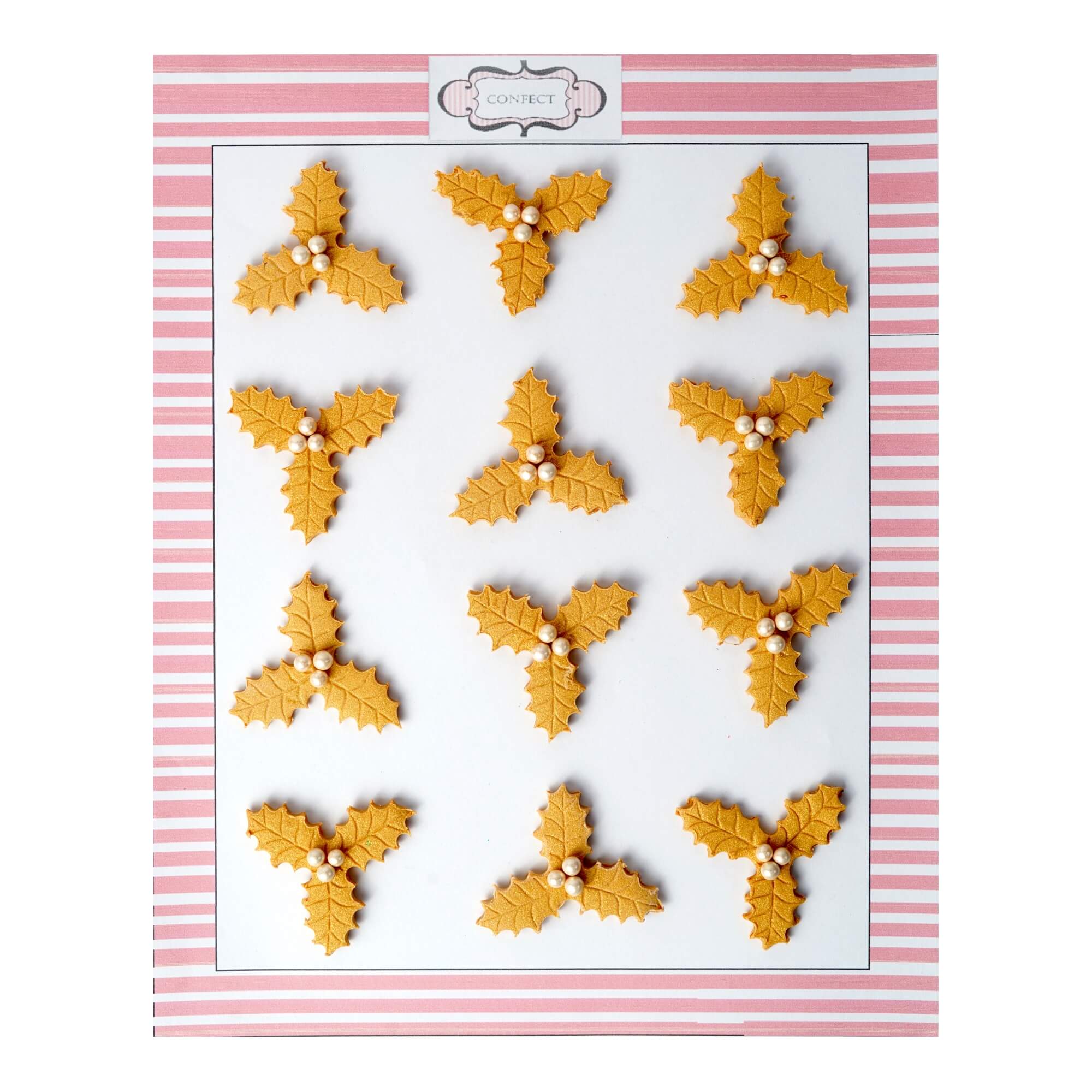 Confect Gold Holly | Edible Christmas Topper | Grocsy