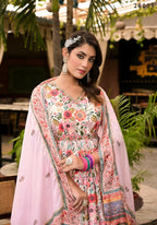 Wedding Designer Multi Soft Dola Silk Anarkali suit with Dupatta - Sanj | Grocsy