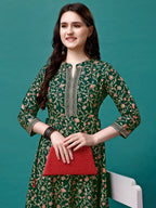 Floral Printed Rayon Flared Dress Kurta, Multicolor - Hiral Fashion | Grocsy