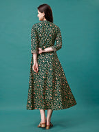 Floral Printed Rayon Flared Dress Kurta, Multicolor - Hiral Fashion | Grocsy