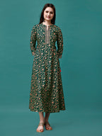Floral Printed Rayon Flared Dress Kurta, Multicolor - Hiral Fashion | Grocsy