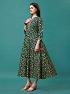 Floral Printed Rayon Flared Dress Kurta, Multicolor - Hiral Fashion | Grocsy