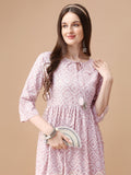 Bandhani Printed Flared Tie Up Neck Kurta, Multicolor - Hiral Fashion | Grocsy
