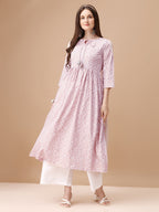 Bandhani Printed Flared Tie Up Neck Kurta, Multicolor - Hiral Fashion | Grocsy