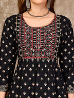 Embroidered & Printed Flared Rayon Kurta Premium Luxury, Multicolor - Hiral Fashion | Grocsy