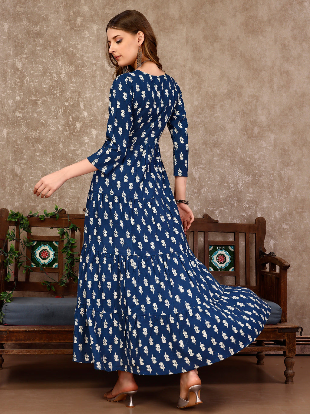Embroidered & Printed Flared Rayon Kurta Premium Luxury, Multicolor - Hiral Fashion | Grocsy