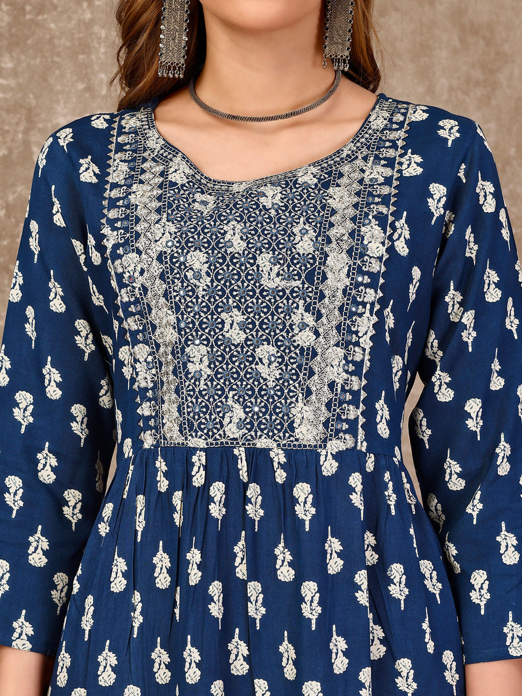 Embroidered & Printed Flared Rayon Kurta Premium Luxury, Multicolor - Hiral Fashion | Grocsy